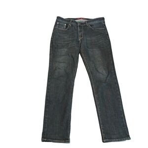 MBX Denim Slim Fit Tapered Jeans Blue Size 34x32 Mens Medium Dark Wash